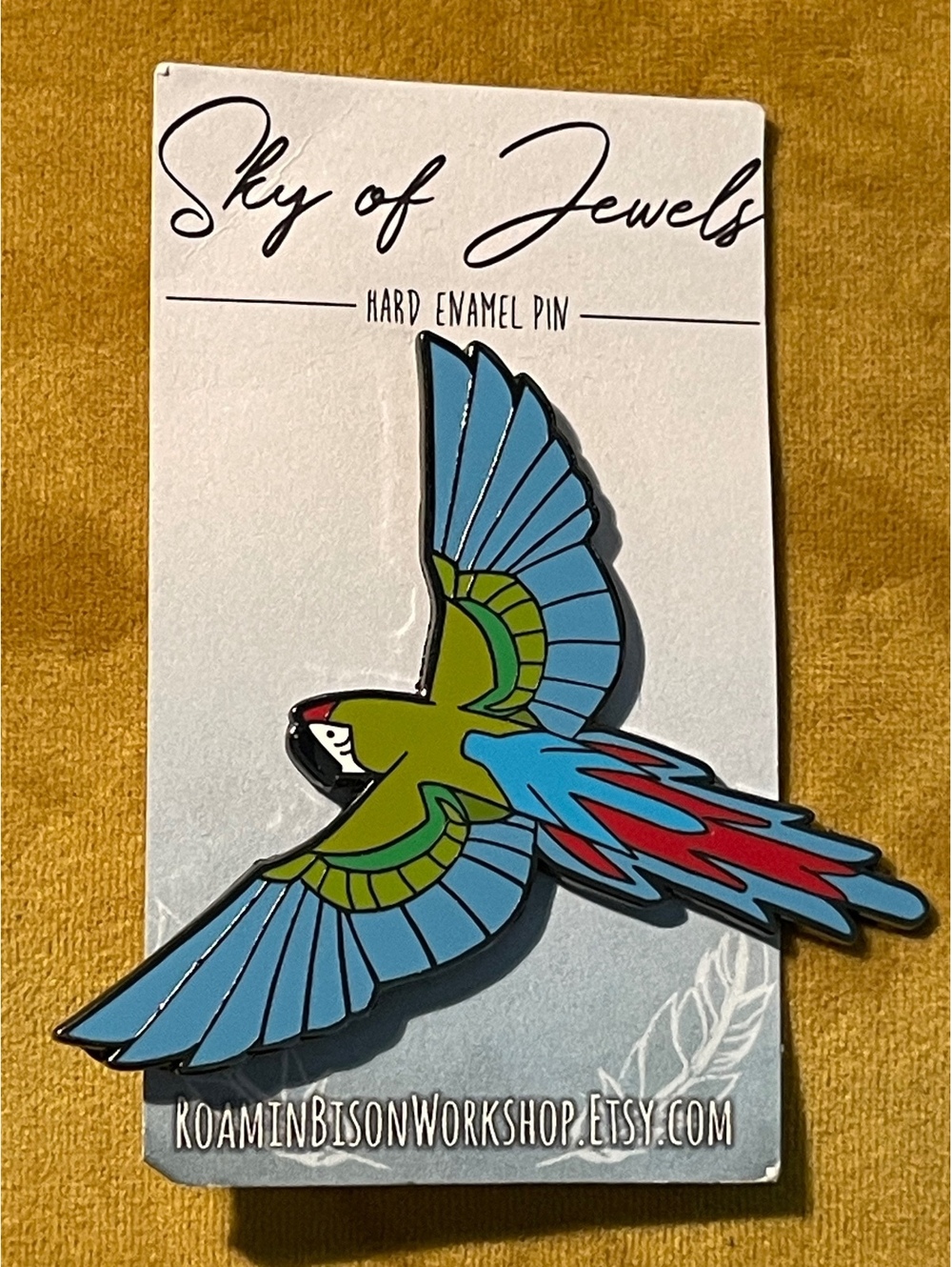 Sky of Jewels Flying Macaw Parrot Hard Enamel Pin